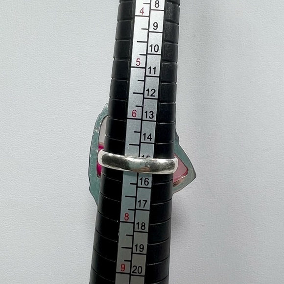 925 Pink Botswana Agate Pearl Gemstone Ring size 7 - Picture 3 of 4